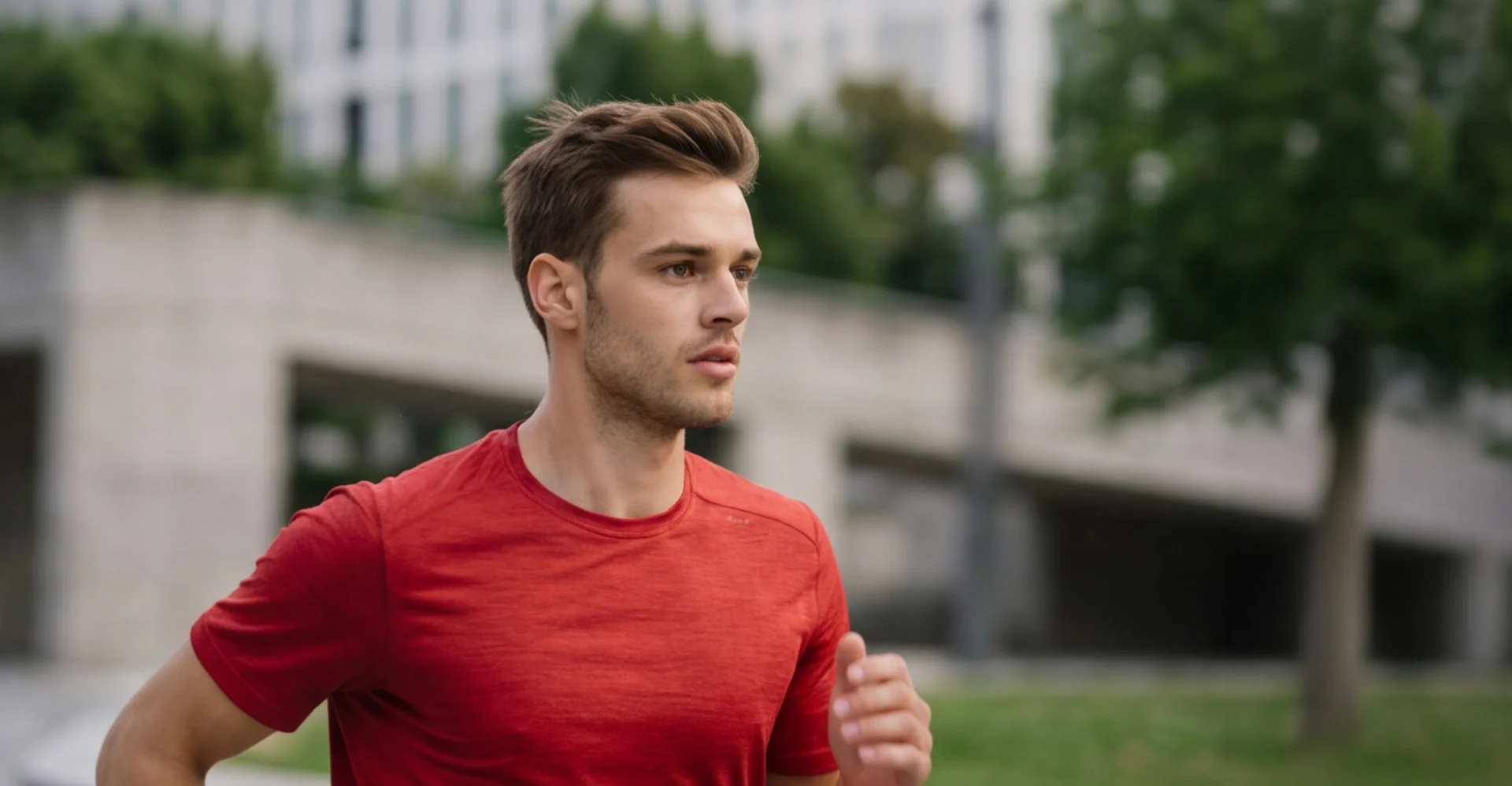 A man running outdoors
